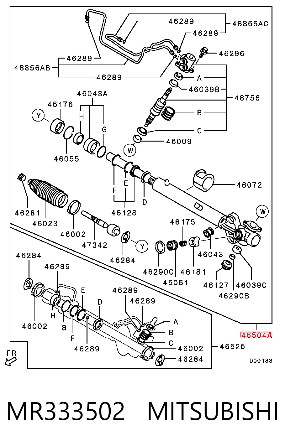 MR333502 Mitsubishi Cremallera caja de direccion