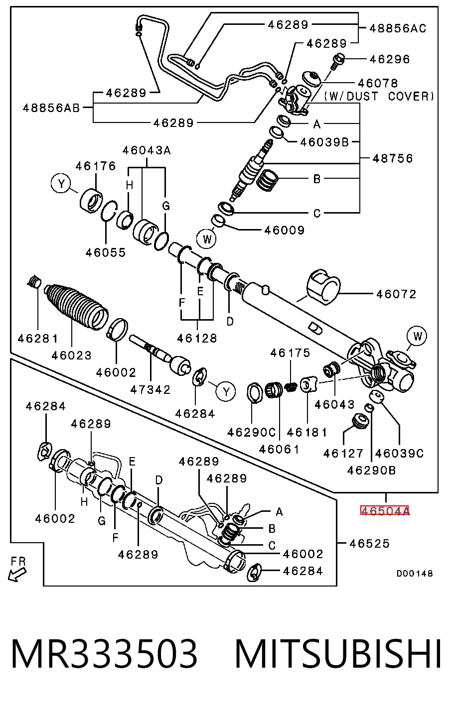 MR333503 Mitsubishi Cremallera caja de direccion