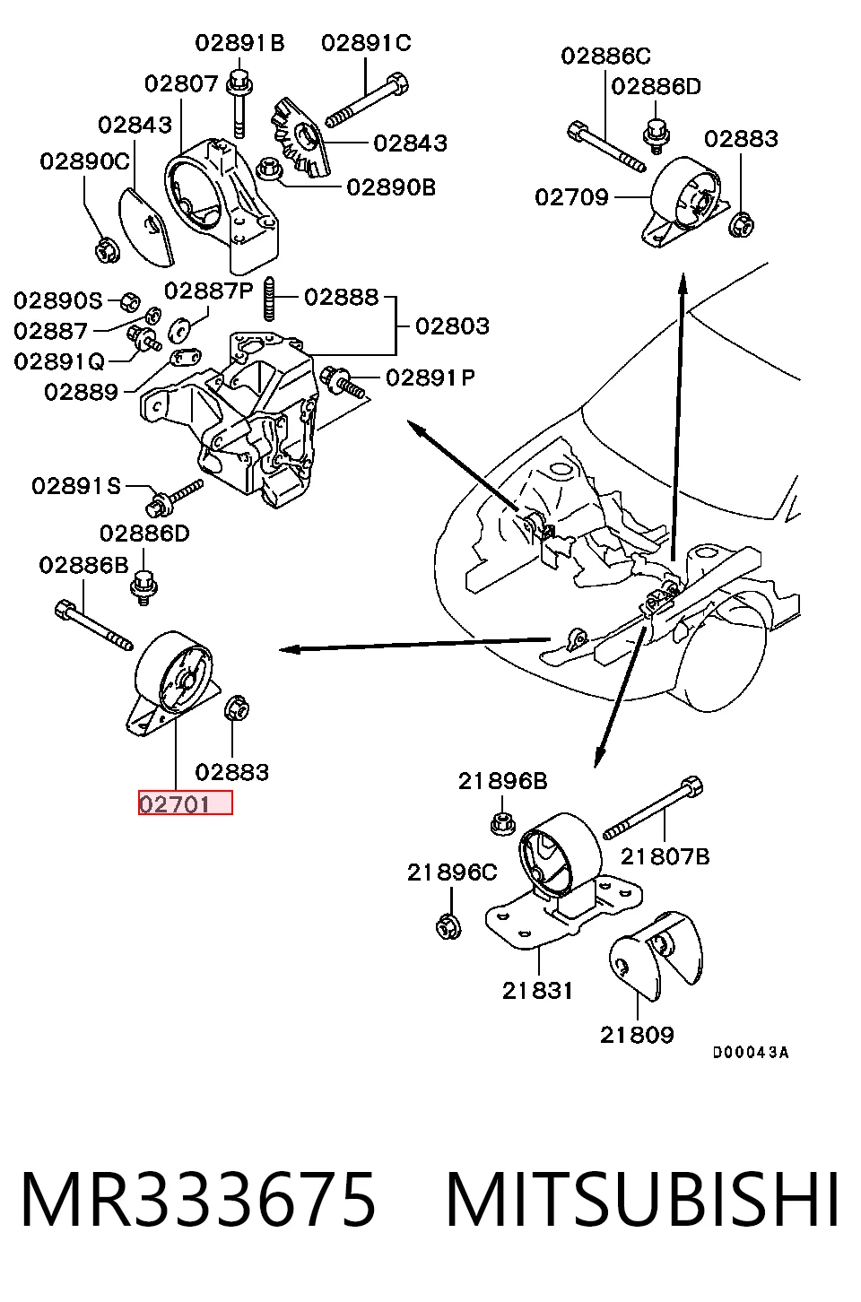Comprar Soporte delantero del motor Mitsubishi Space Star  DG0 a bajo precio