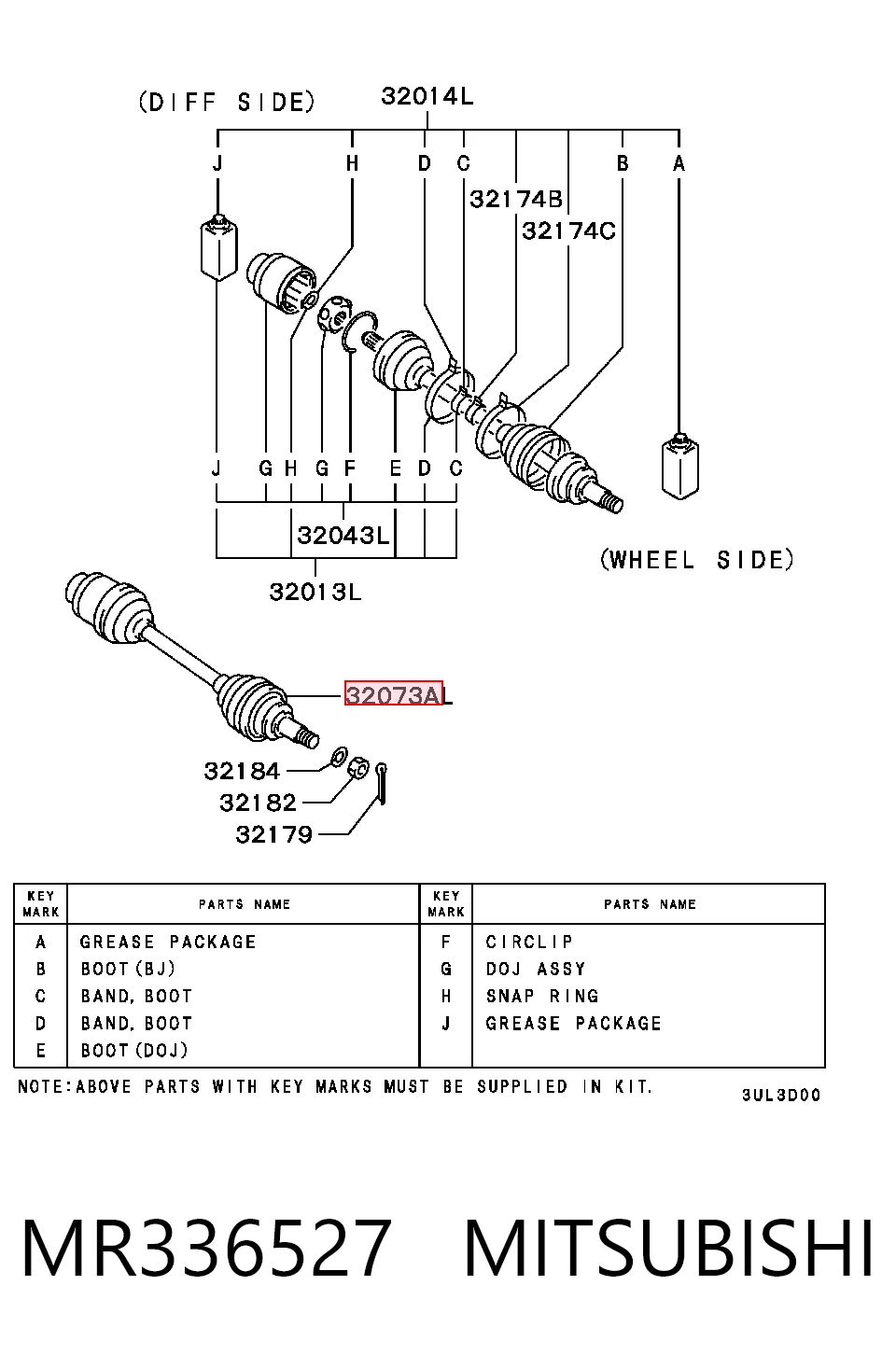 Junta homocinética exterior delantera para Mitsubishi Pajero  (H60, H70)