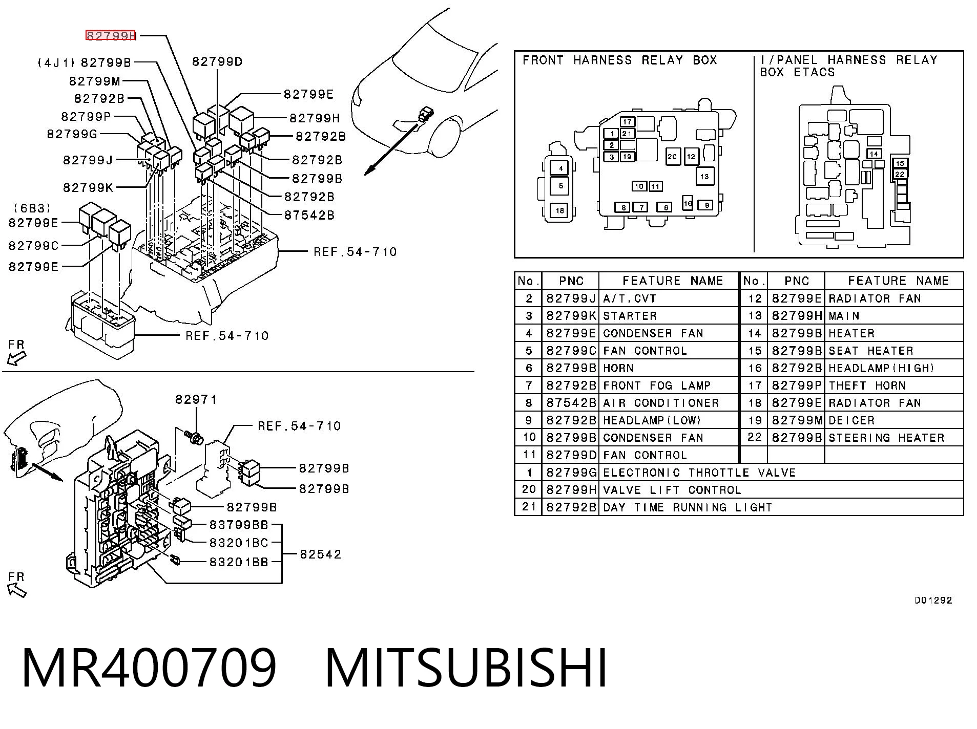MR400709 Mitsubishi Relé de ventilador de aire acondicionado