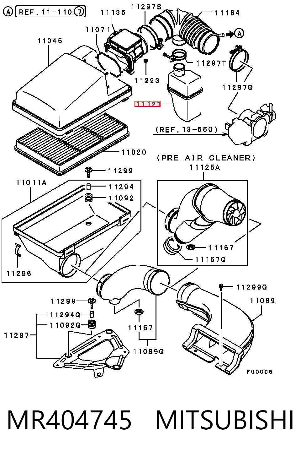 MR404745 Mitsubishi Resonador del filtro de aire