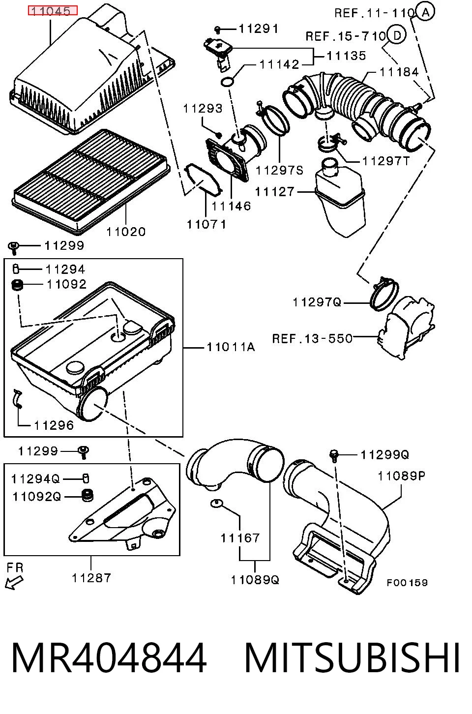 MR404844 Mitsubishi Carcasa del filtro de aire, parte superior