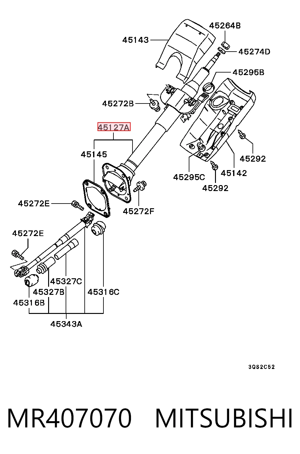 Columna dirección para Mitsubishi L 200 K60, K70