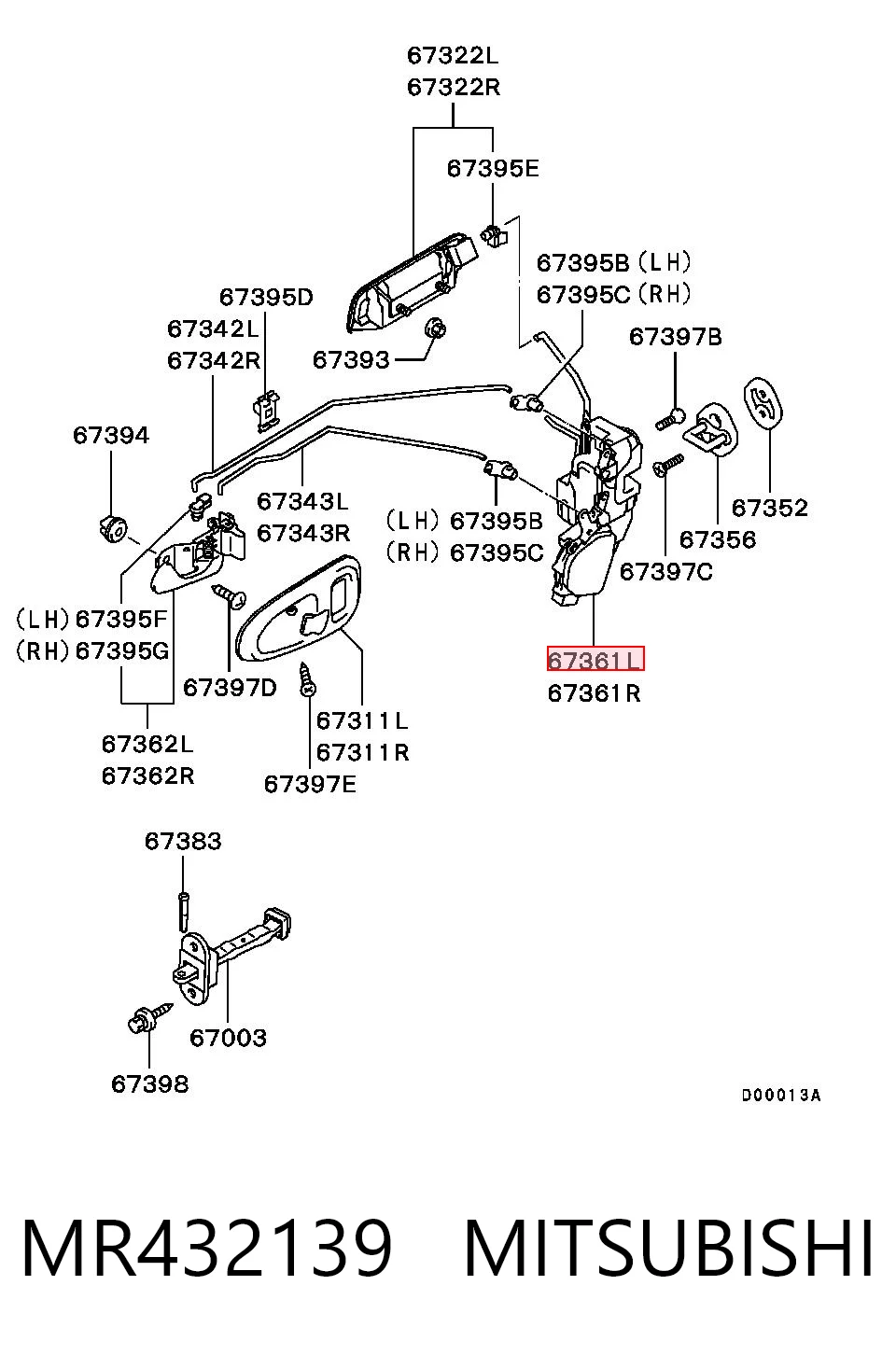 Comprar Cerradura de puerta delantera izquierda Mitsubishi L 200 K60, K70 a bajo precio