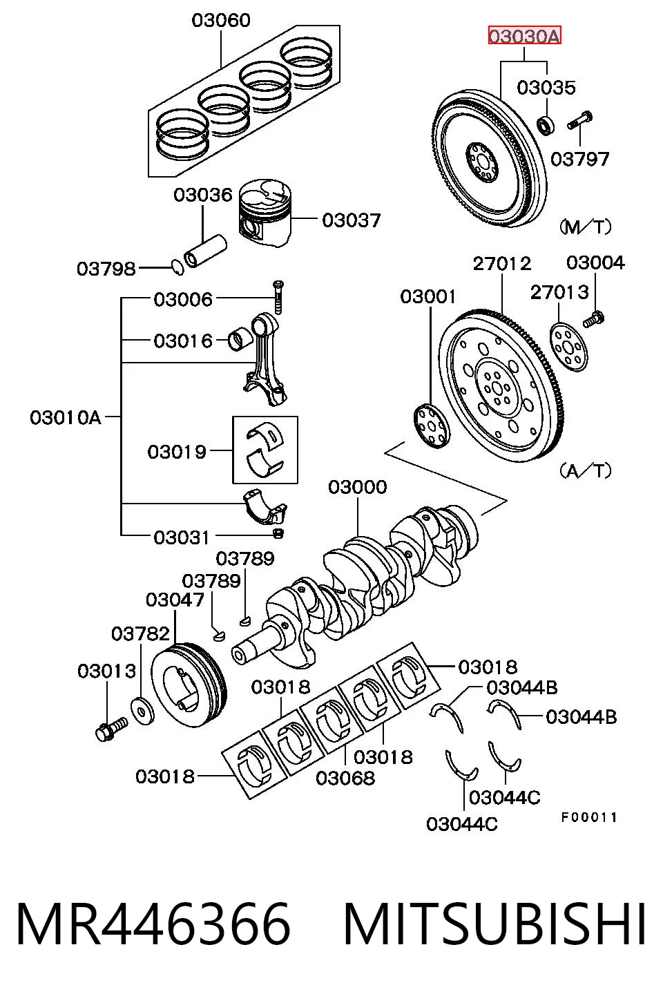 Volante de motor MR446366 MITSUBISHI