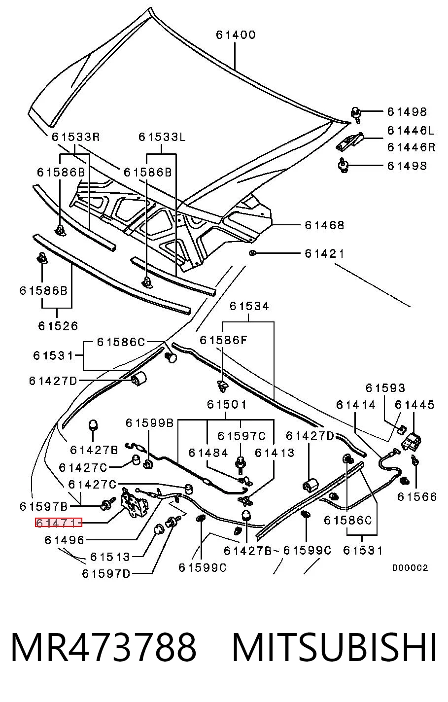 Comprar Cerradura del capó Mitsubishi Pajero III V60 a bajo precio