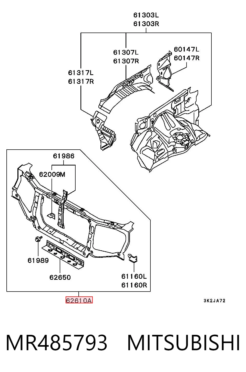 Soporte de radiador  para Mitsubishi Pajero III (V70)