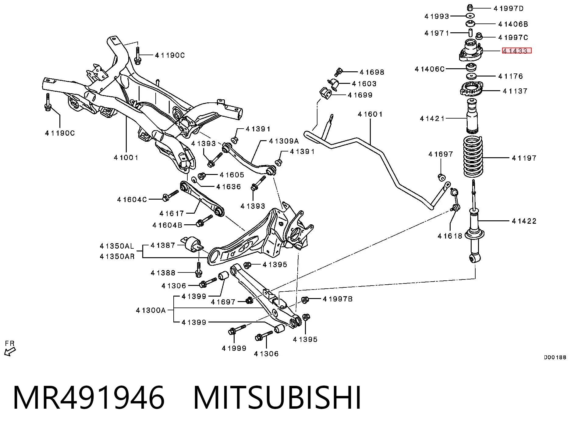 MR491946 Mitsubishi Soporte amortiguador trasero