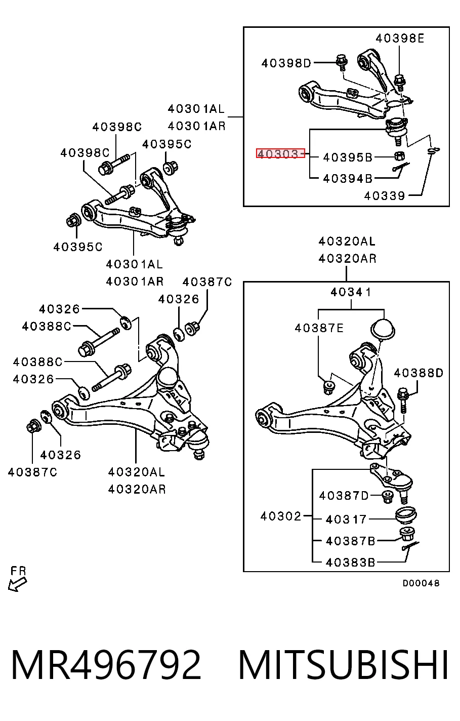 MR496792 Mitsubishi Rótula de suspensión superior