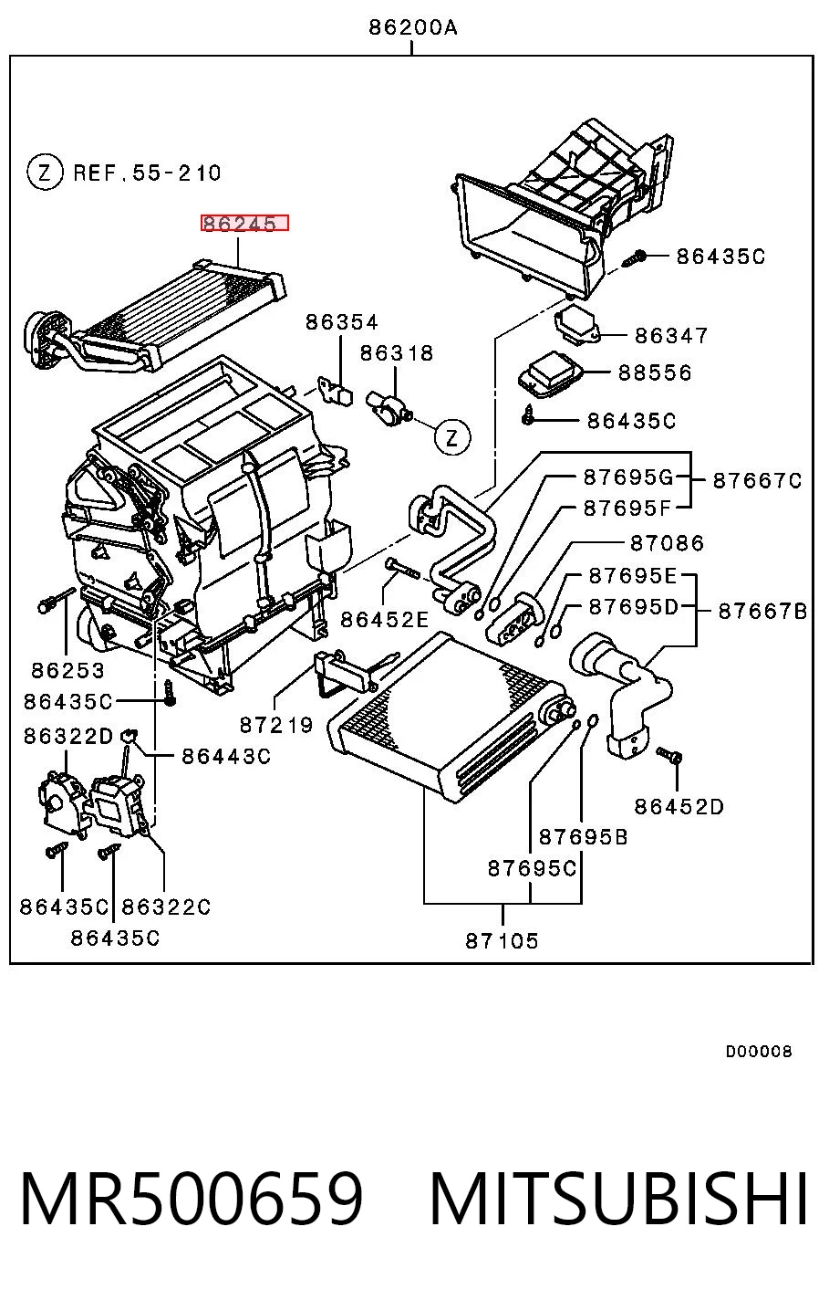 MR500659 Mitsubishi Radiador interior