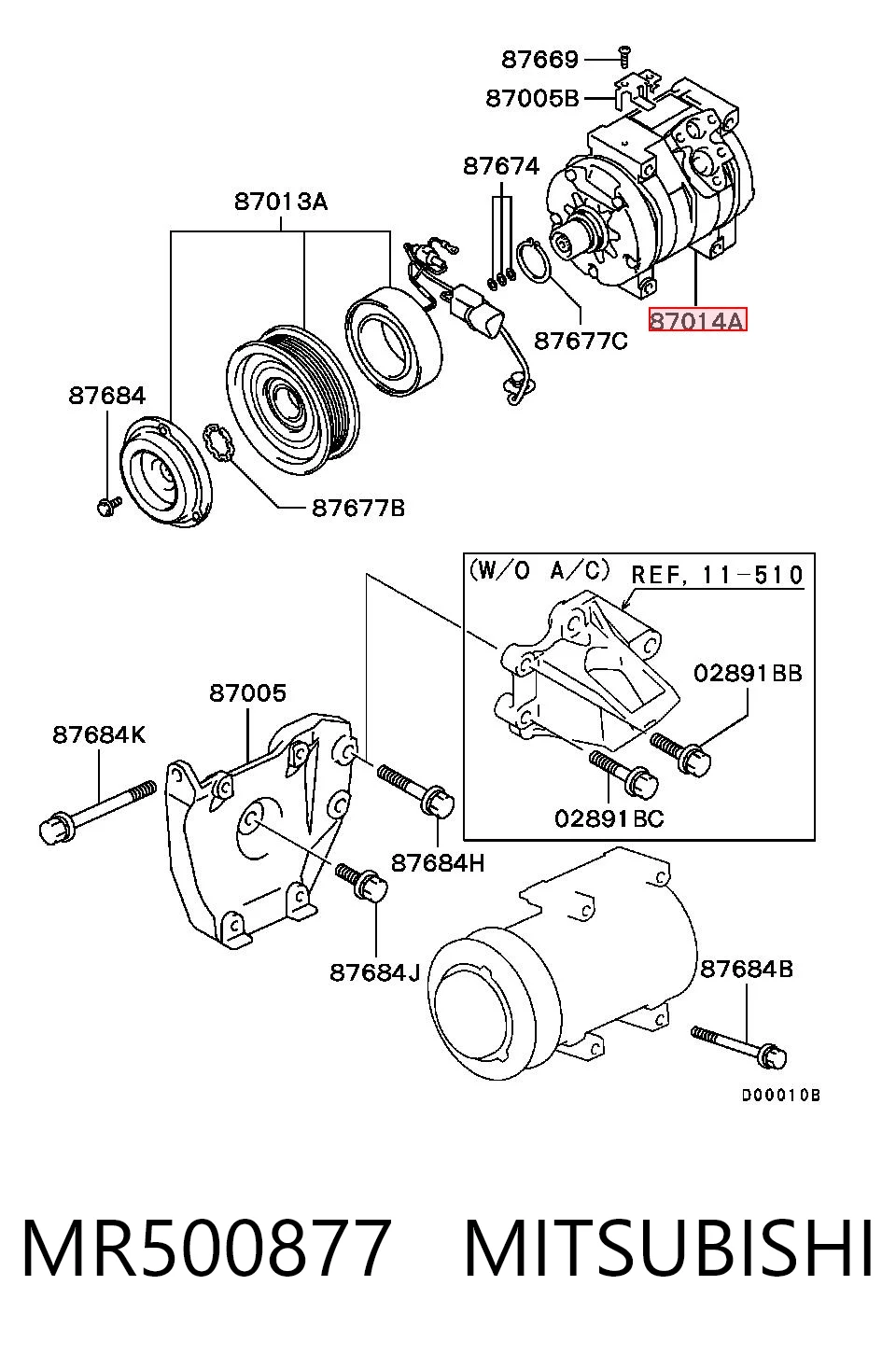 MR500877 Mitsubishi Compresor climatizador