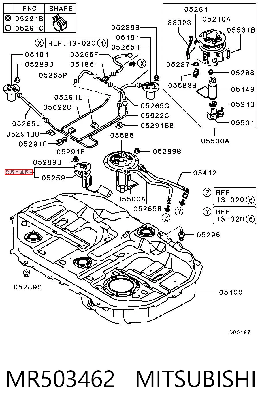 MR503462 Mitsubishi Medidor de combustible
