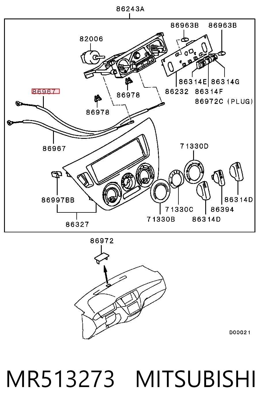 MR513273 Mitsubishi Cable de control de calefacción