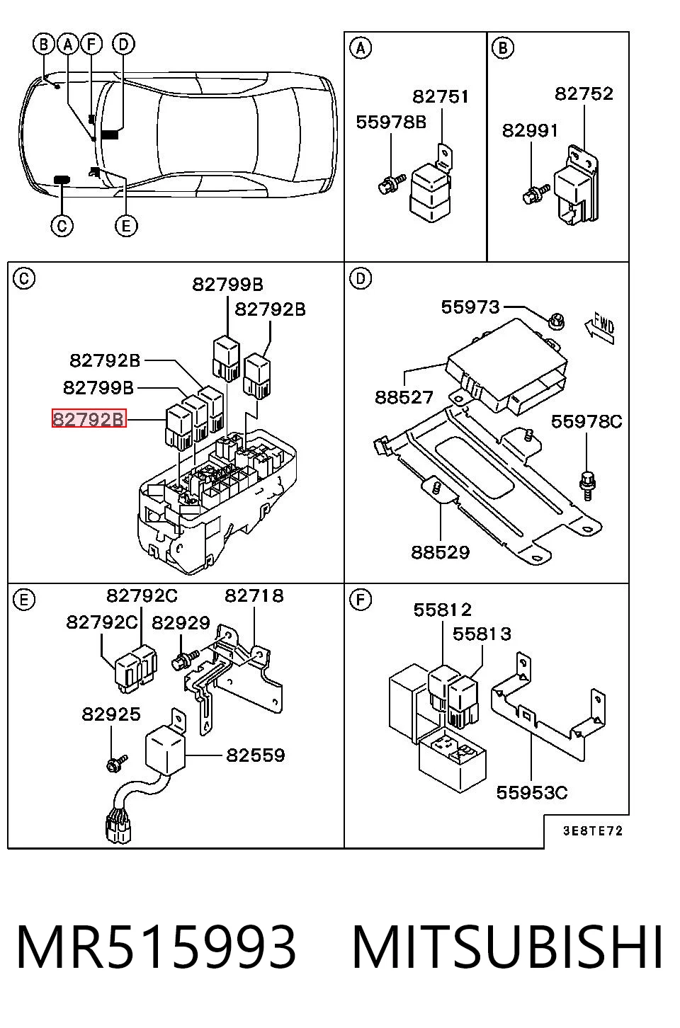 MR515993 Mitsubishi Relé motor de arranque