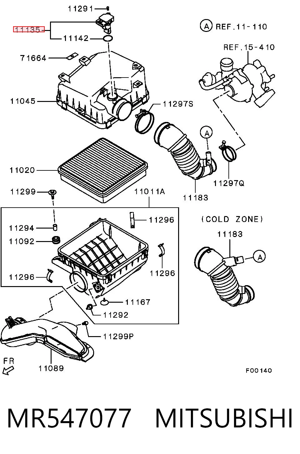 MR547077 Mitsubishi Sensor de flujo de aire