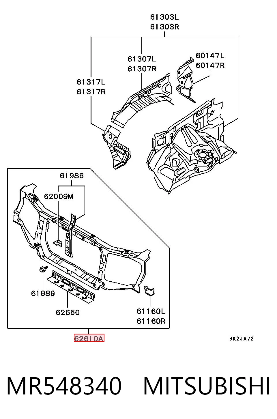 Soporte de radiador para Mitsubishi Pajero V70