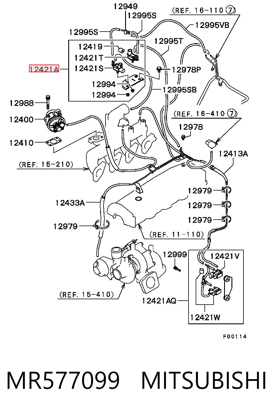MR577099 Mitsubishi Válvula solenoide de control de presión de sobrealimentación