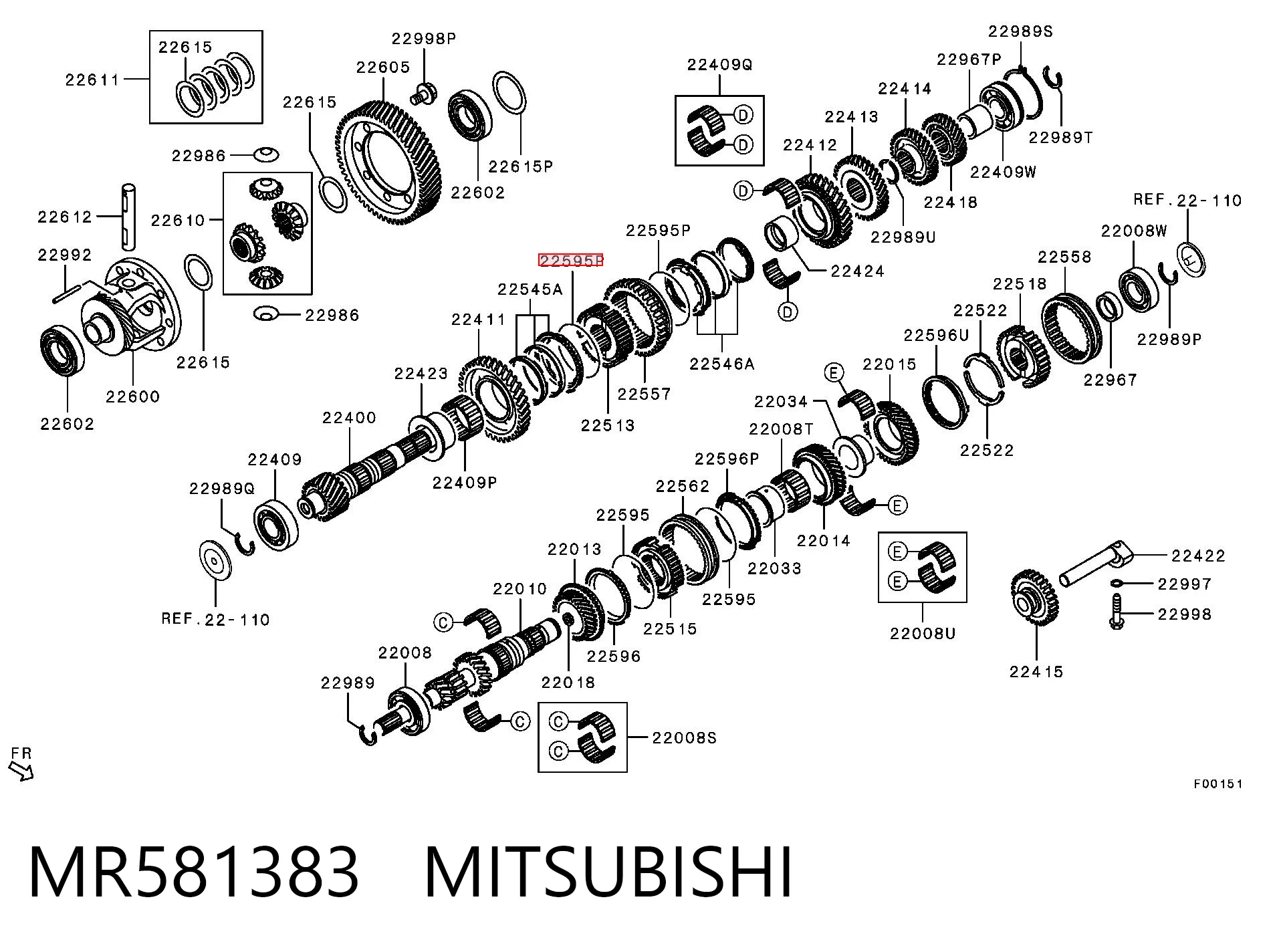 Resorte del sincronizador de la caja de cambios MR581383 MITSUBISHI
