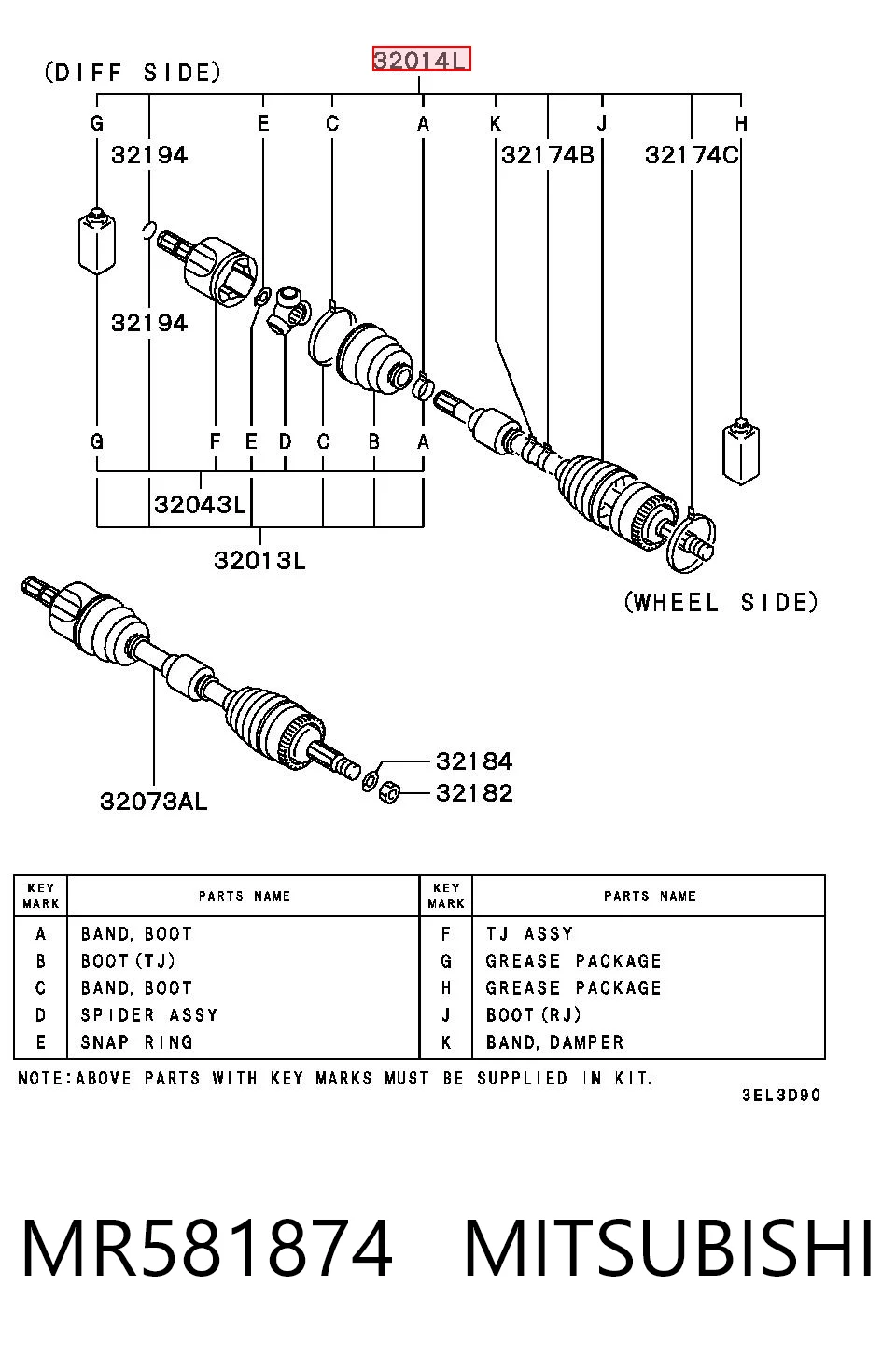 Fuelle transmisión delantero exterior para Mitsubishi Lancer IX CSA
