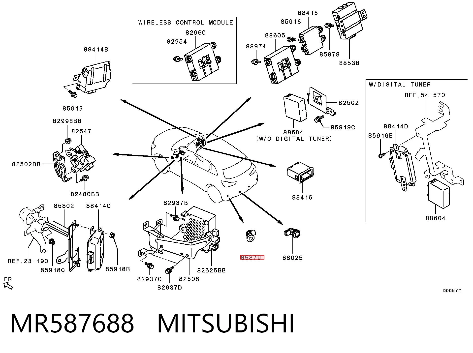 MR587688 Mitsubishi Sensor de aparcamiento trasero lateral