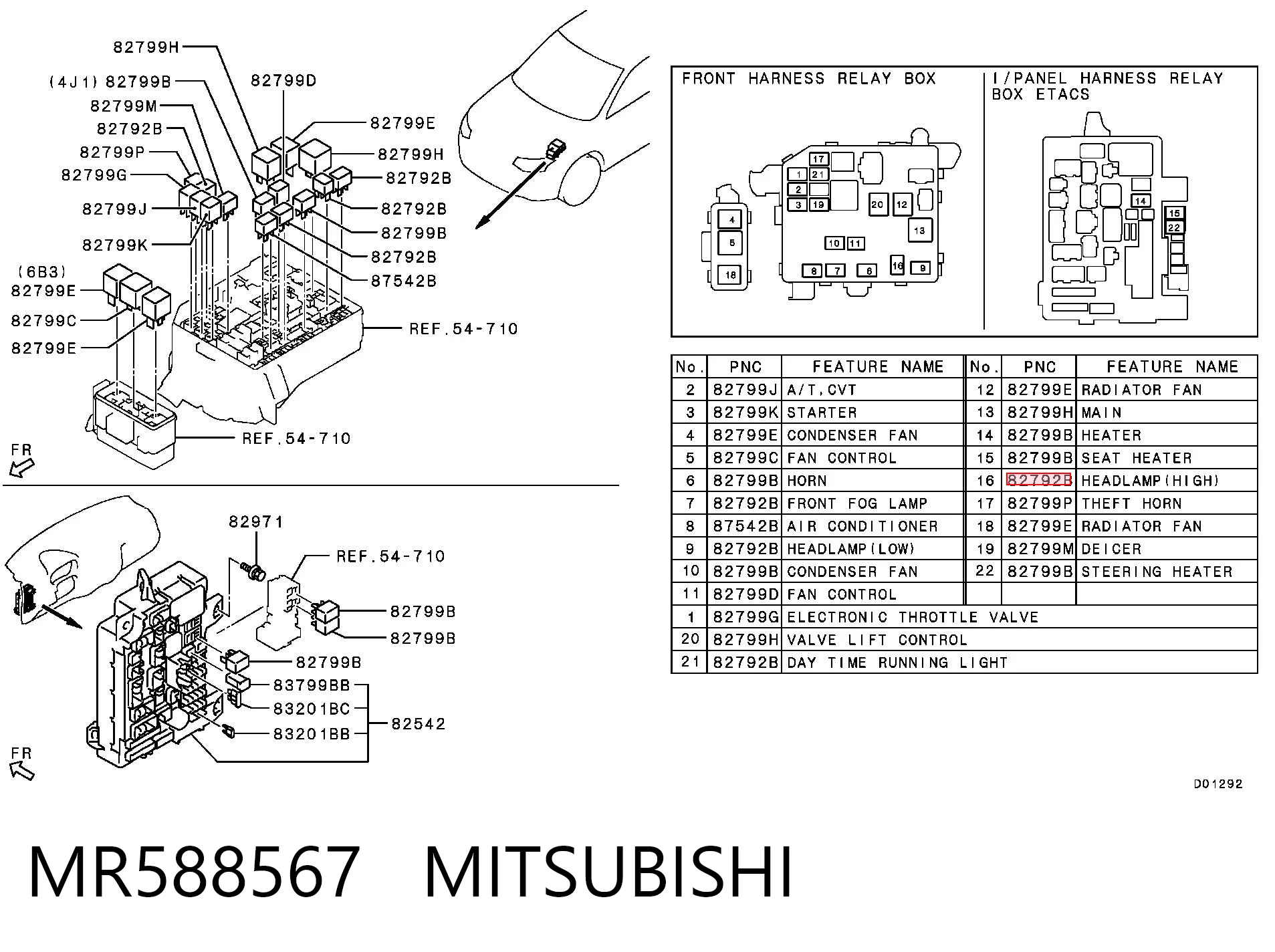 MR588567 Mitsubishi Relé motor de arranque