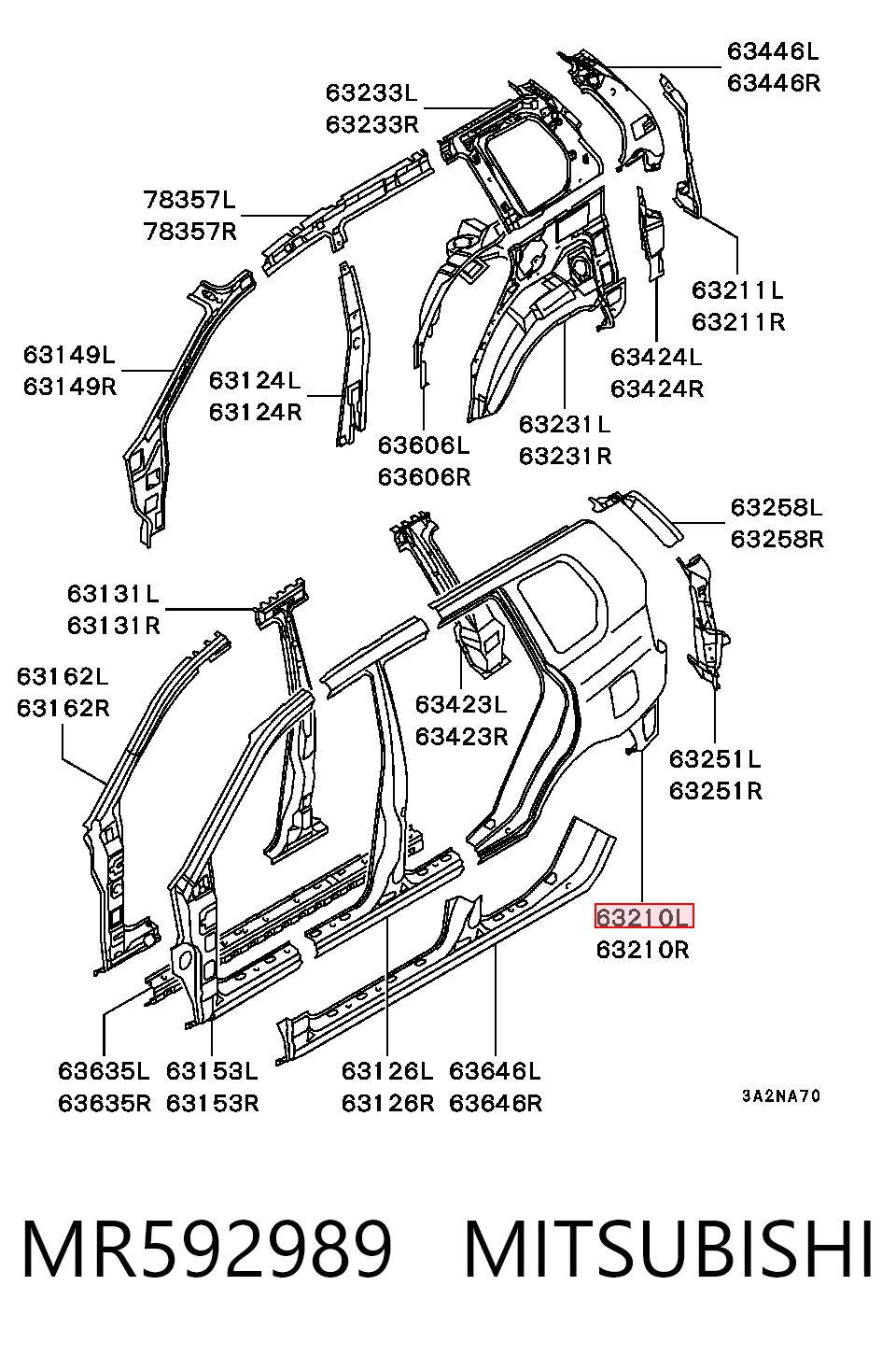 Aleta trasera izquierda para Mitsubishi Space Star DG0