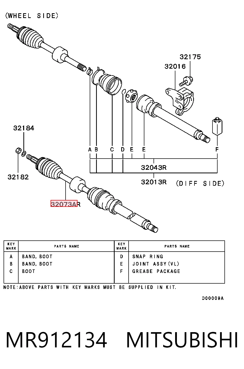 Junta homocinética exterior delantera para Mitsubishi Space Star  (DG0)