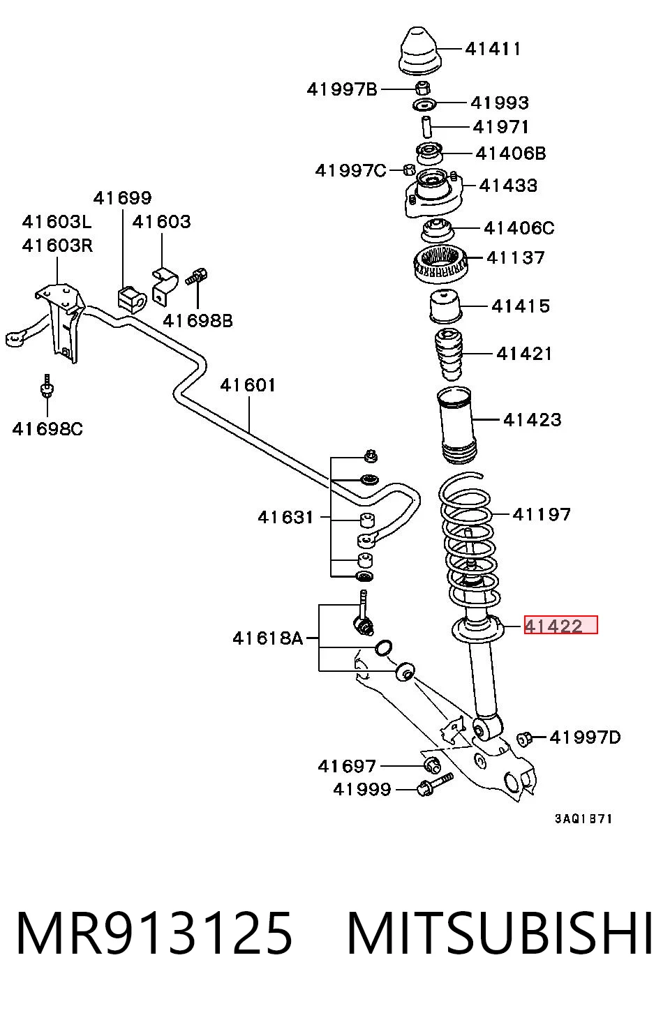 Amortiguador trasero MR913125 MITSUBISHI