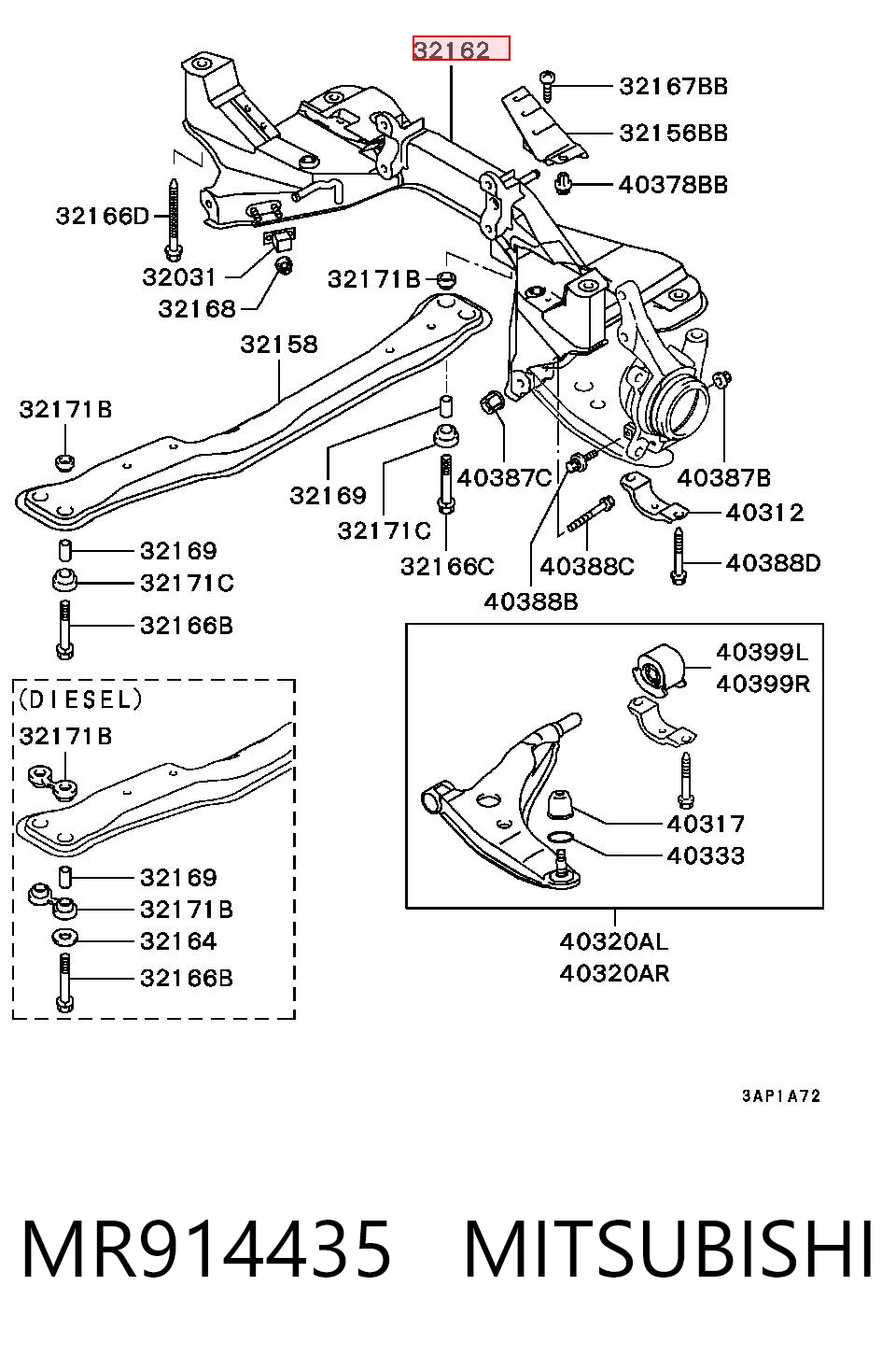 Comprar Subchasis delantero soporte motor Mitsubishi Space Star  DG0 a bajo precio