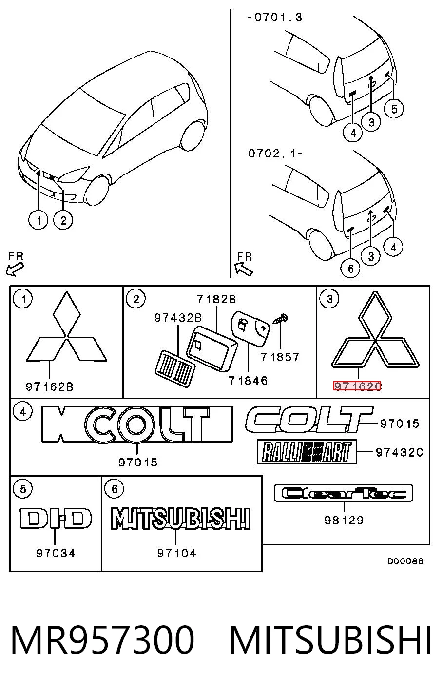 Comprar Emblema de tapa de maletero Mitsubishi Colt VI Z3A a bajo precio