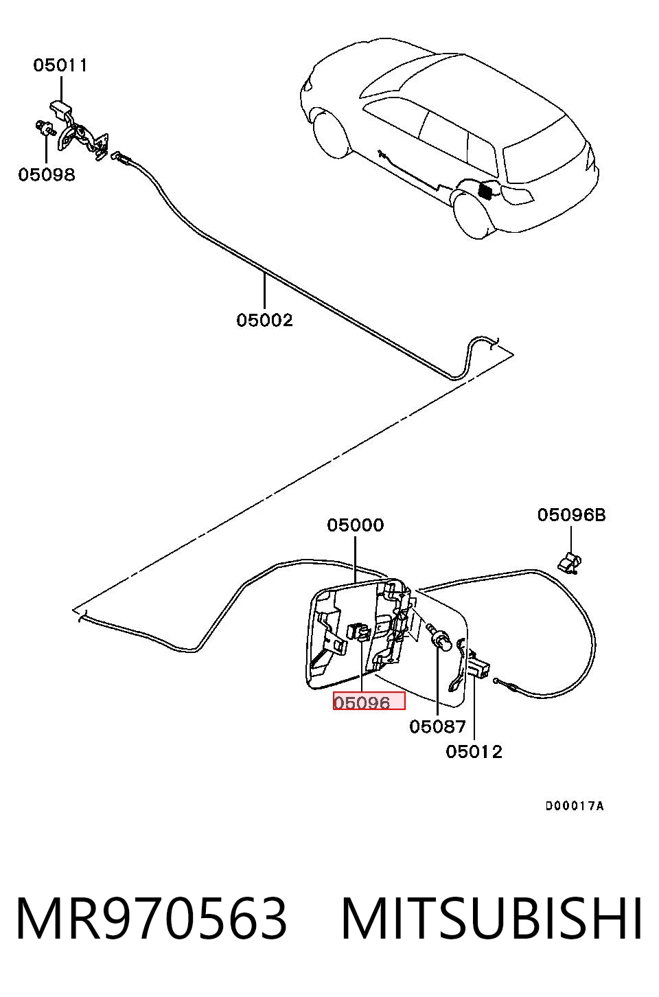 MR970563 Mitsubishi Pestillo de tapa de combustible