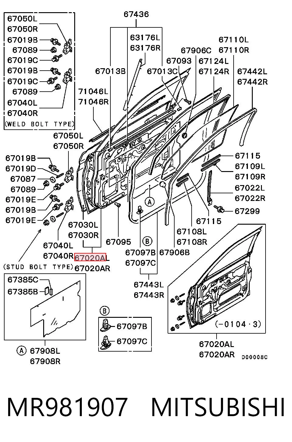 Puerta delantera para Mitsubishi Pajero SPORT I K90