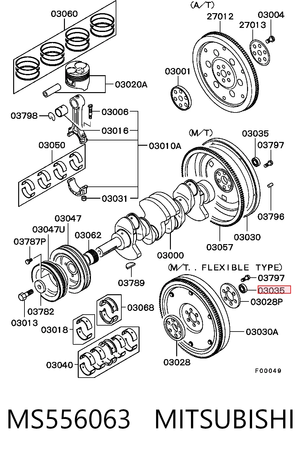 Rodamiento de alternador MS556063 MITSUBISHI