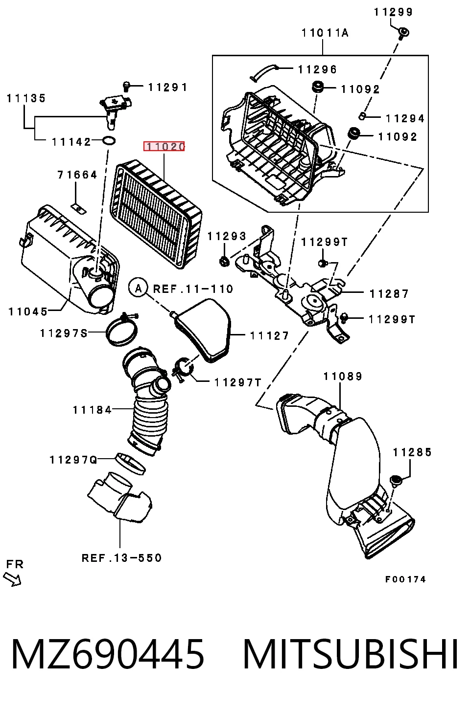 MZ690445 Mitsubishi Filtro de aire de motor