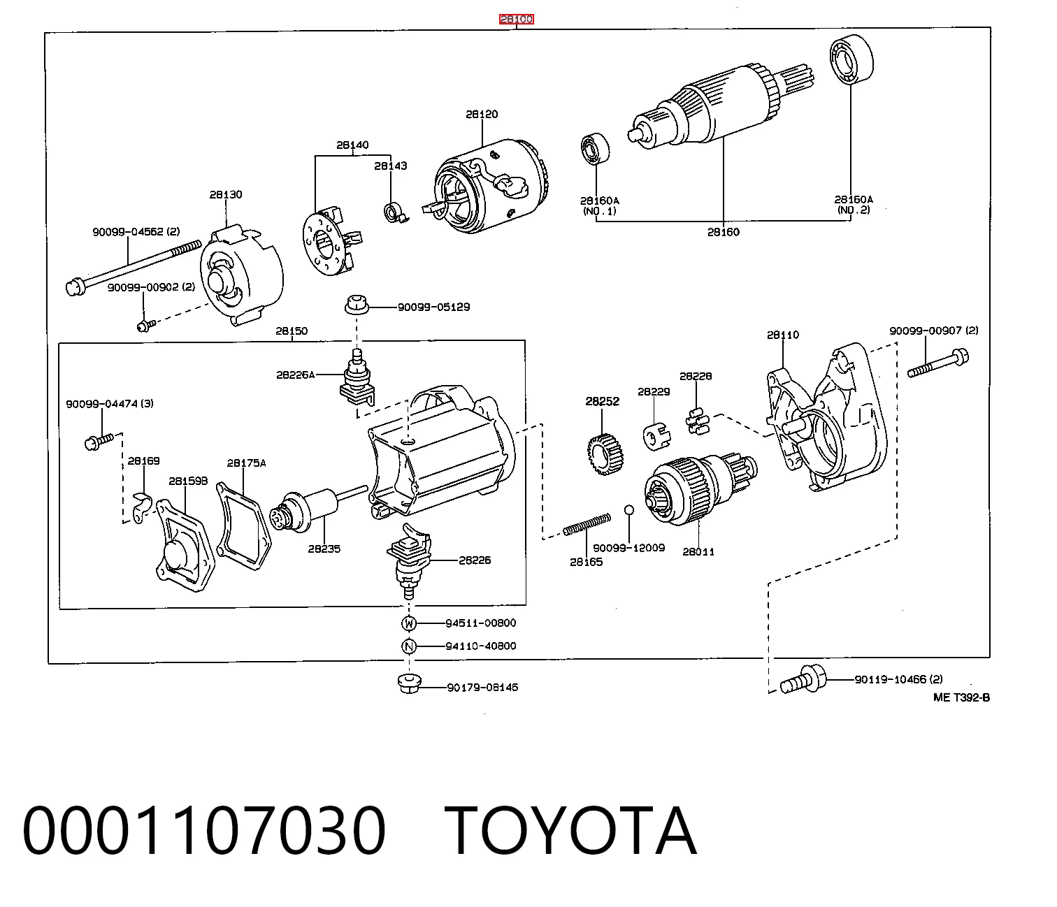 0001107030 Toyota Arranque motores