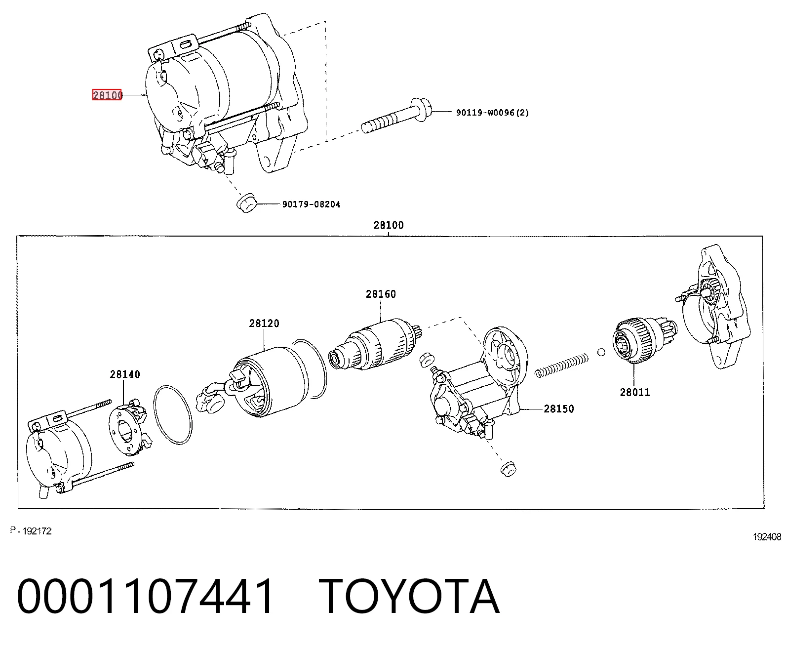 0001107441 Toyota Arranque motores