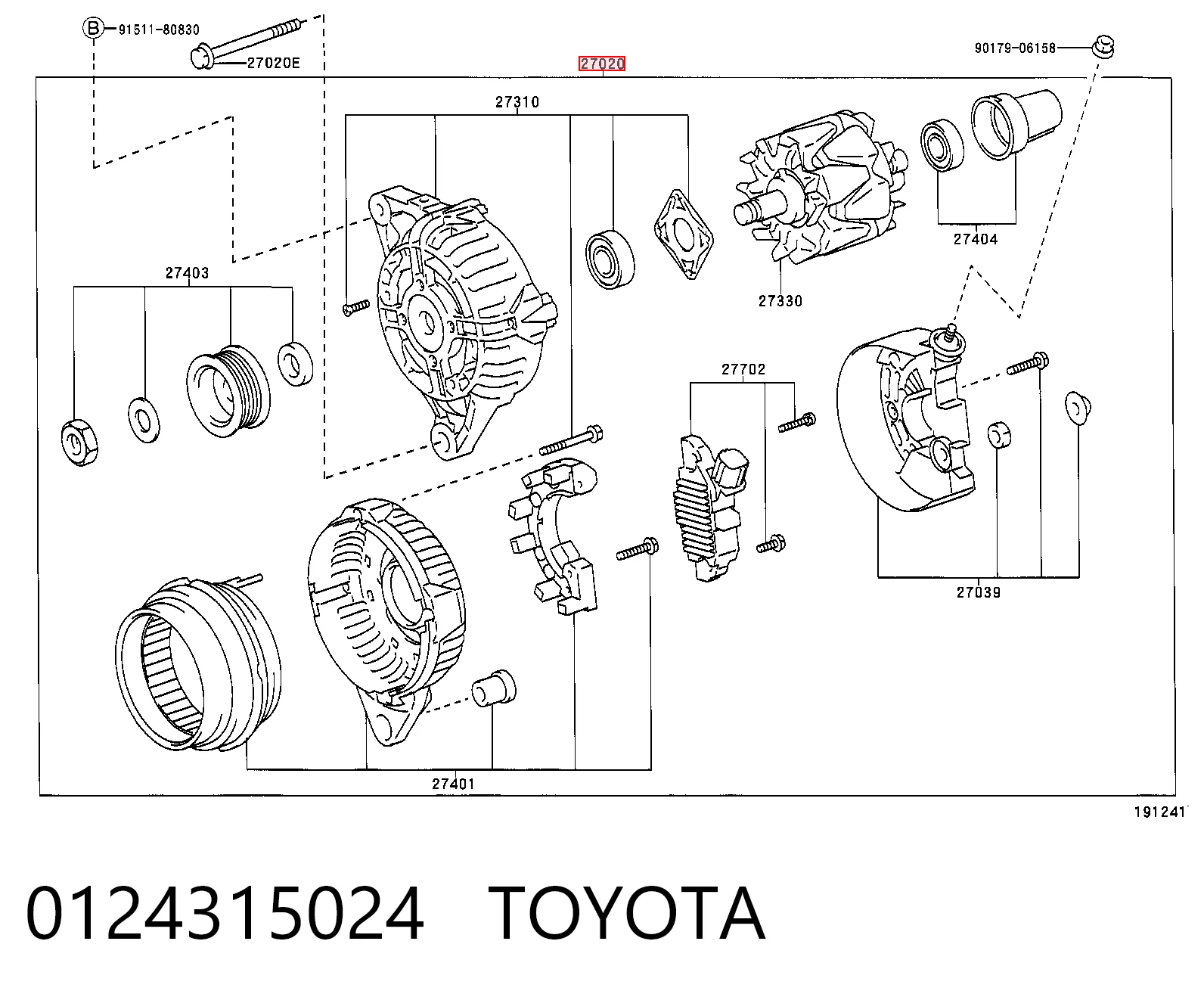 0124315024 Toyota Alternador de coche