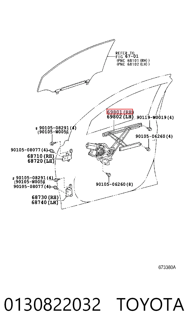 Mecanismo levanta, puerta delantera derecha para Toyota Avensis III T27