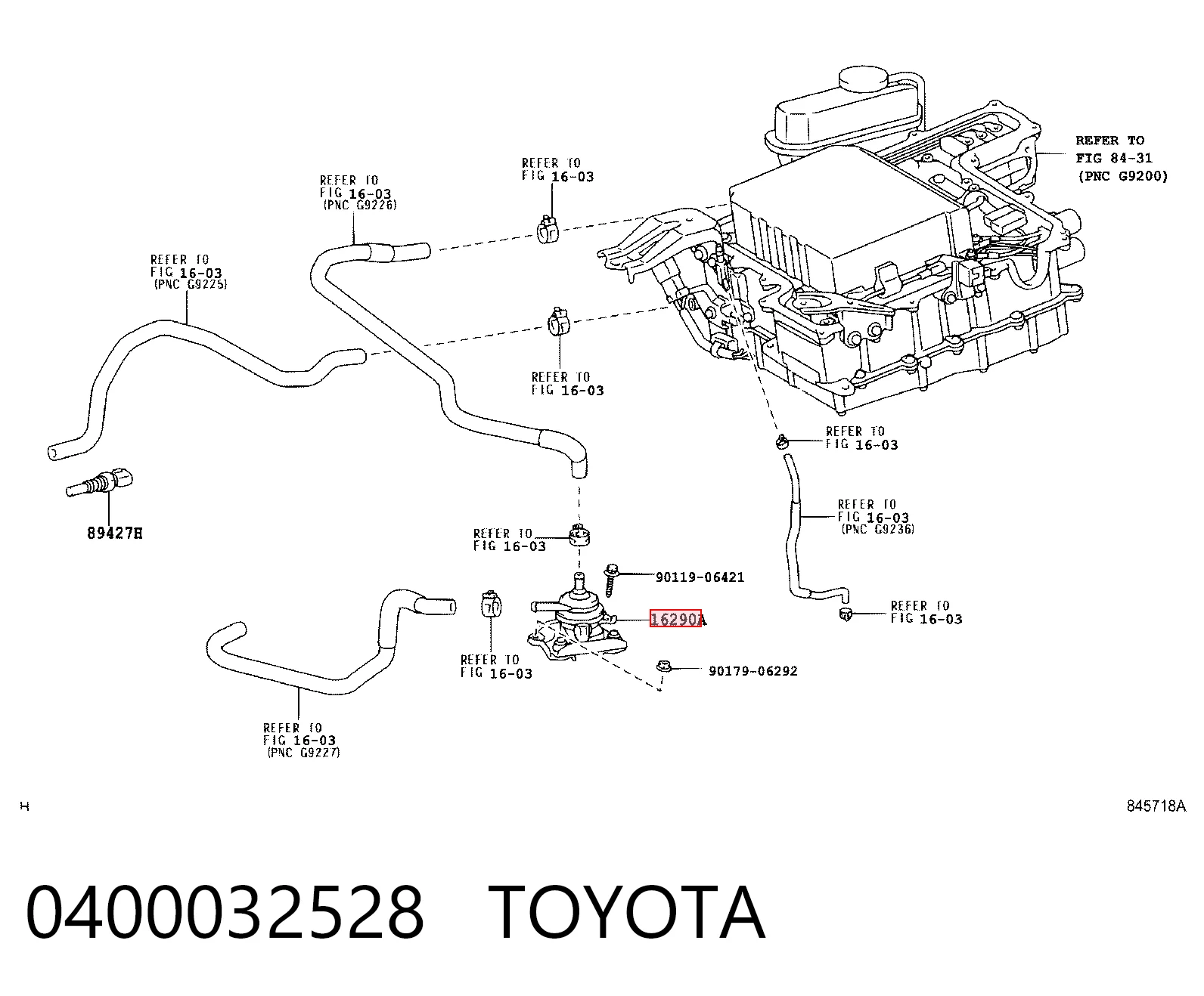 0400032528 Toyota Bomba de agua del inversor