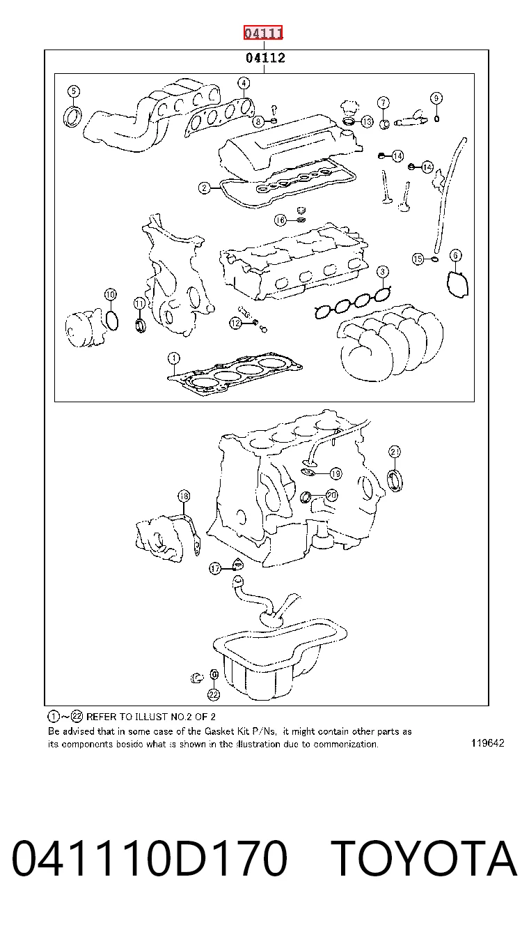  Juego de juntas para motor Toyota Avensis 1