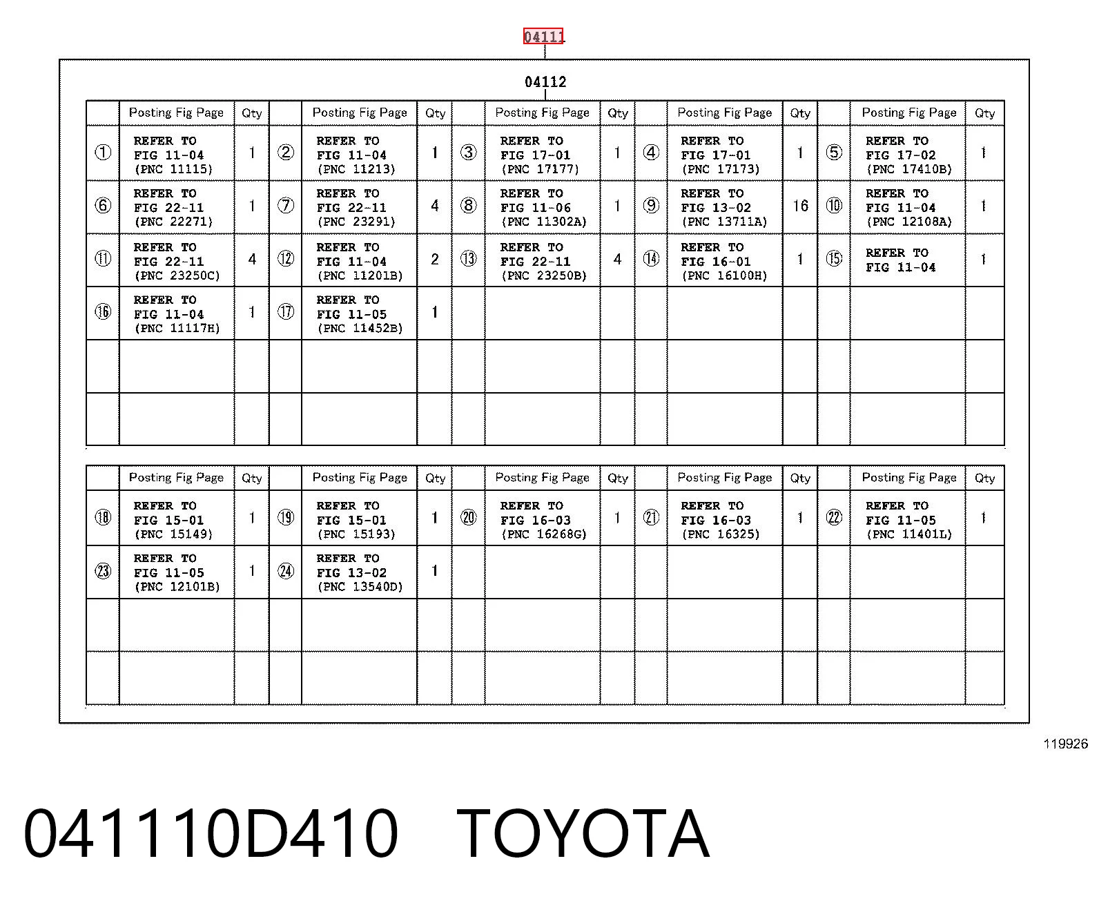 041110D410 Toyota