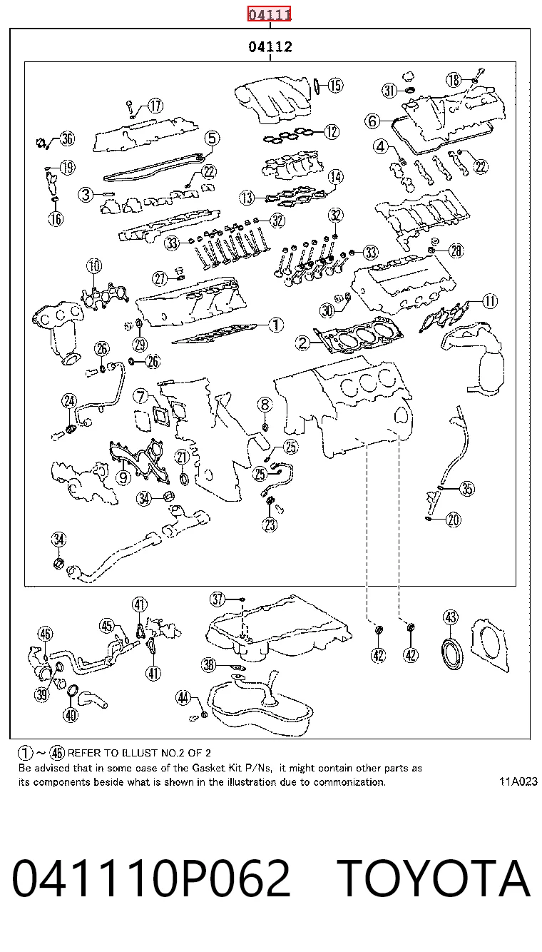 Juego de juntas de motor Toyota RAV4 III