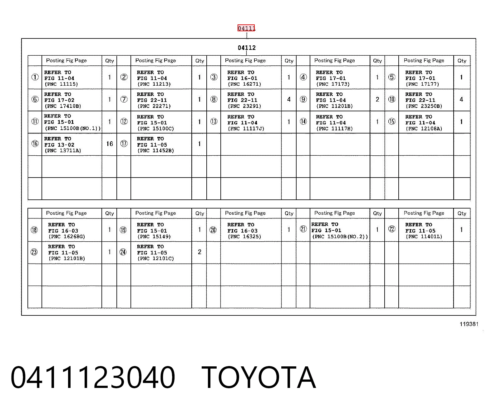 0411123040 Toyota