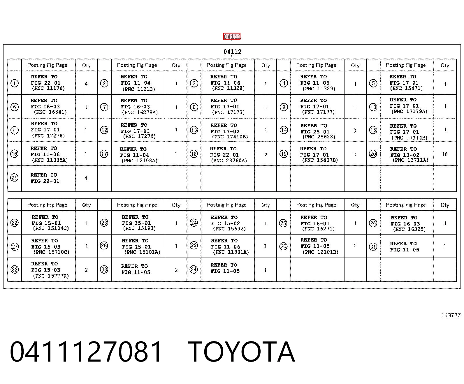 0411127081 Toyota
