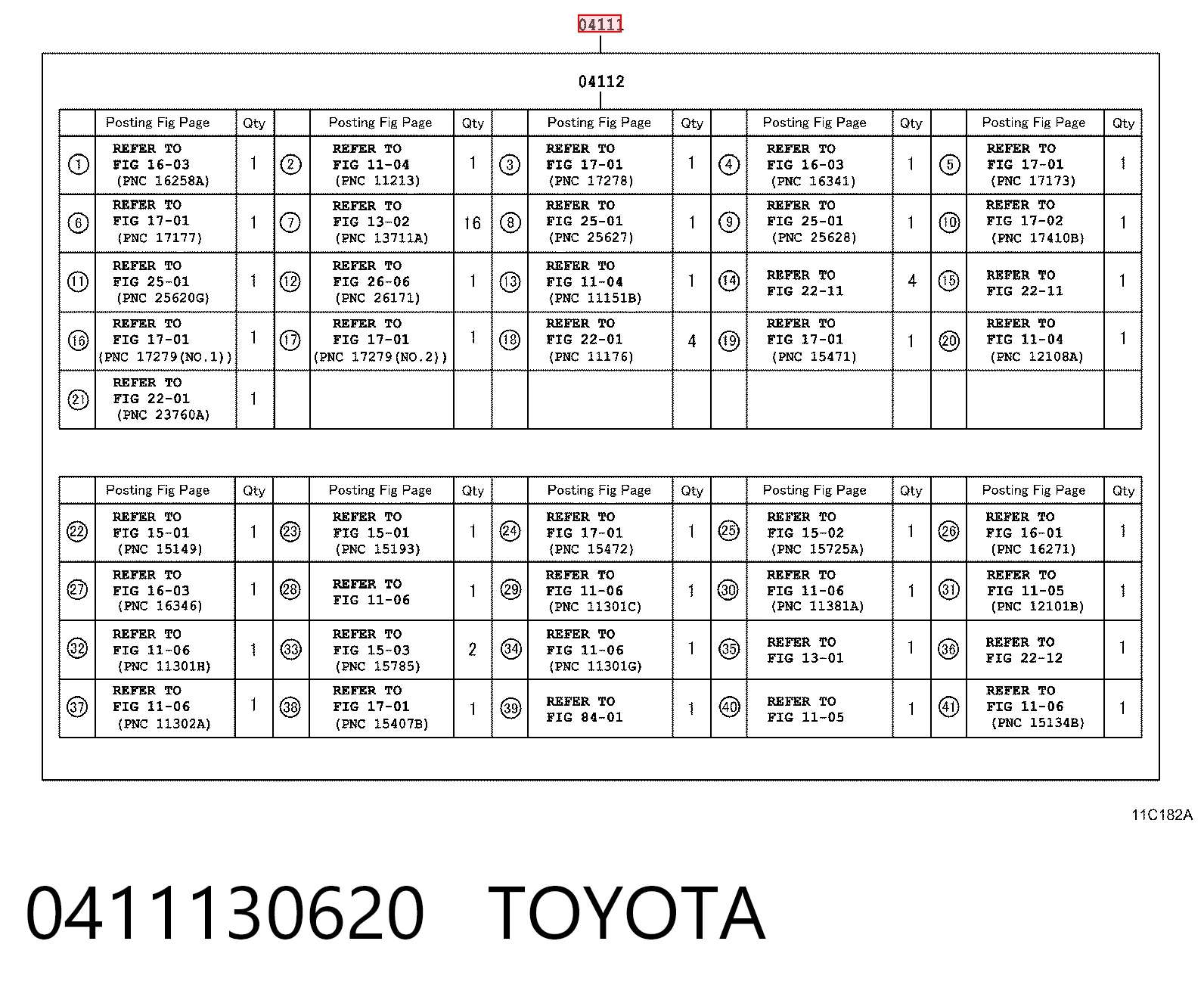 0411130620 Toyota