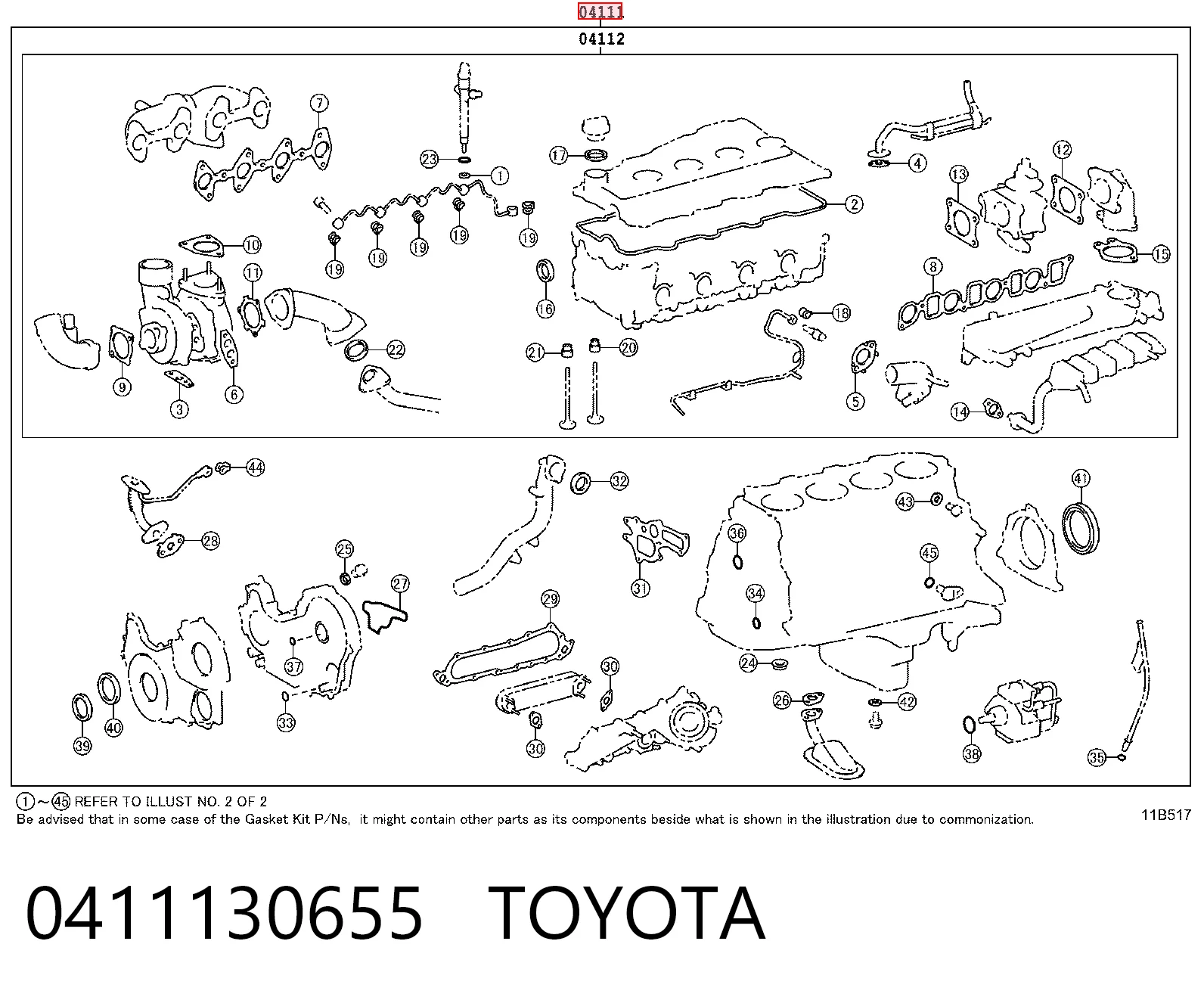  Juego de juntas para motor Toyota Land Cruiser 