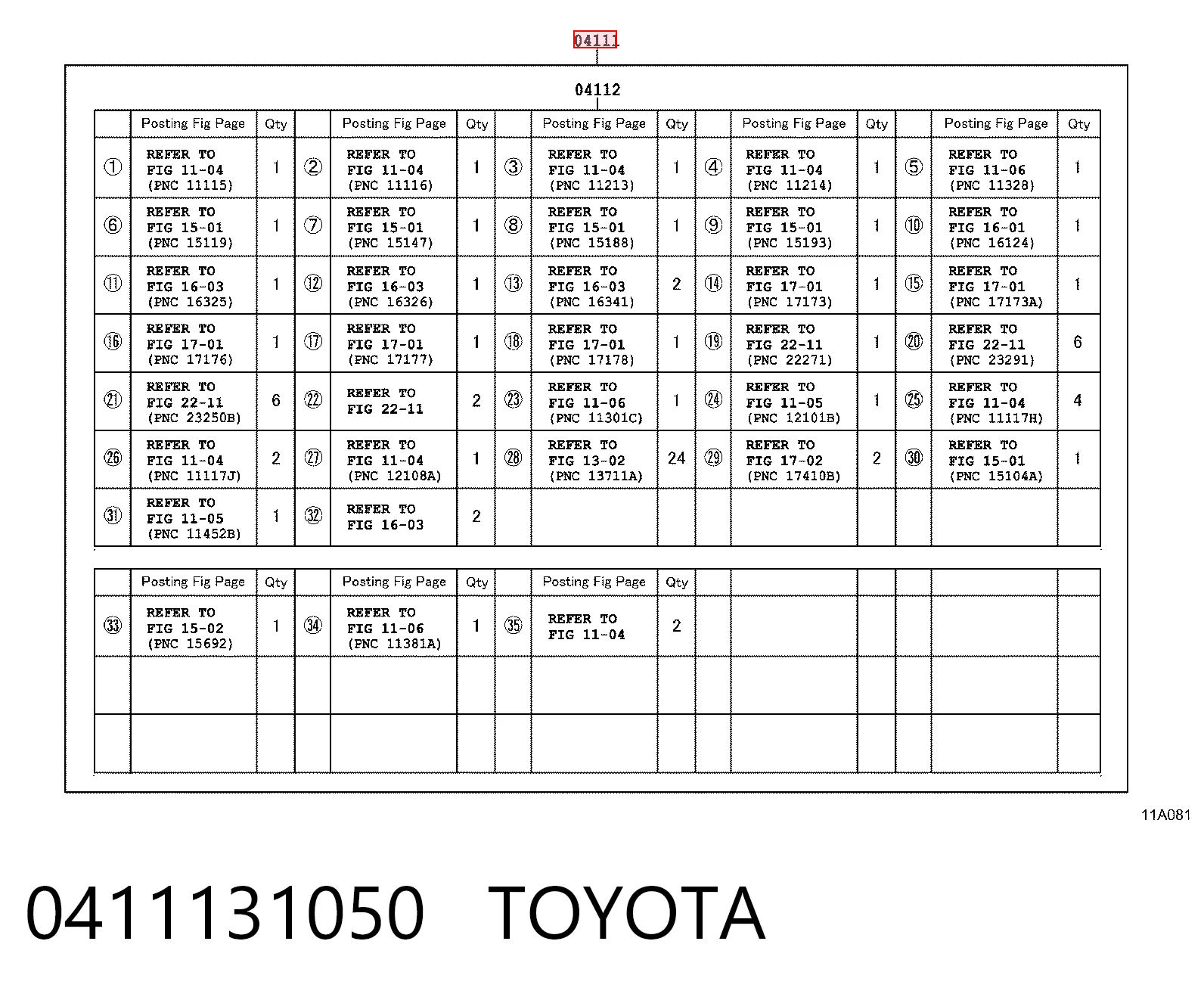 0411131050 Toyota
