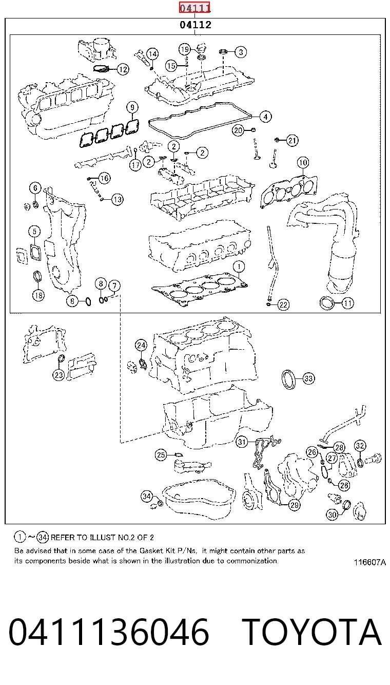Juego de juntas para motor para Lexus RX AGL10, GGL15, GYL15