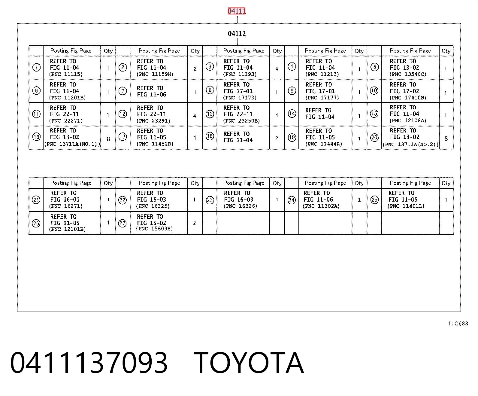 0411137093 Toyota Juego juntas motor